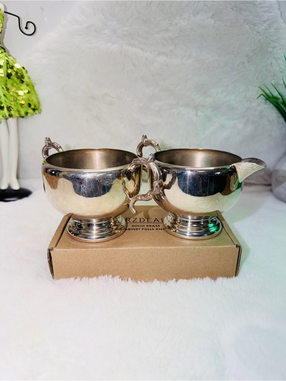 Silver Plated Brass Creamer and Sugar Bowl Set Made In Canada 🇨🇦